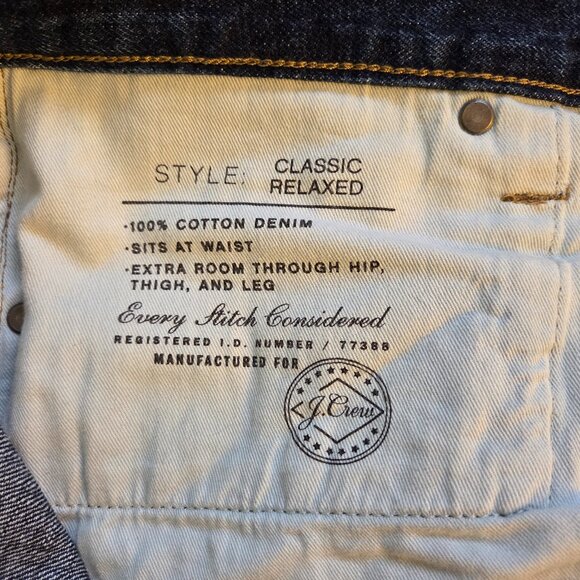 J.Crew Men’s Selvedge Button Fly Denim Jeans – Style BE622 - 33x30, Dark Wash - Picture 2 of 7